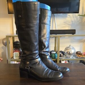 Bandolino Black Leather Knee-High Riding Boots